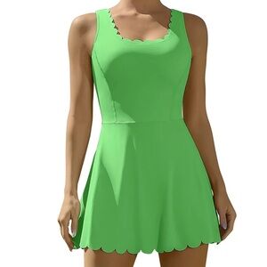 green emerald velvet dress Berlook Cut-Out Tennis Dress with Shorts for Women, Light Green / Xs main image 1